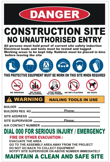 Danger - Construction Site sign